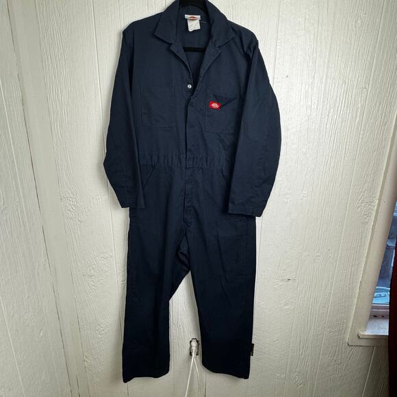 Dickies Navy Blue Coveralls Size 38-40 Mechanic Unlined American Workwear Zip Up - Picture 13 of 13
